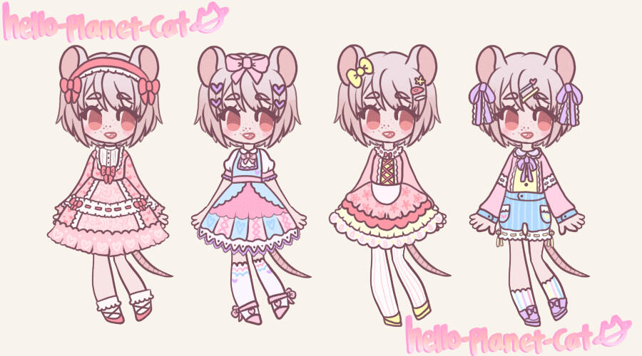 $25 for SET OF 4 (outfits + OC drawn out)